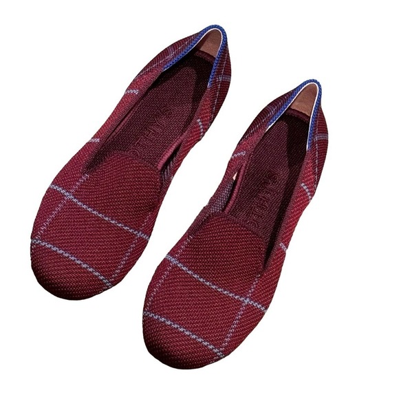 Rothy's The Plaid Slip On Loafer Lightweight Burgundy Grid Size W5 NWOB - Picture 10 of 11